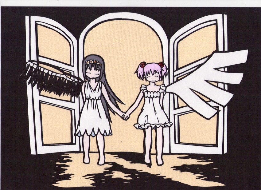 akemi homura and kaname madoka (mahou shoujo madoka magica and 1 more) drawn by m-m1064