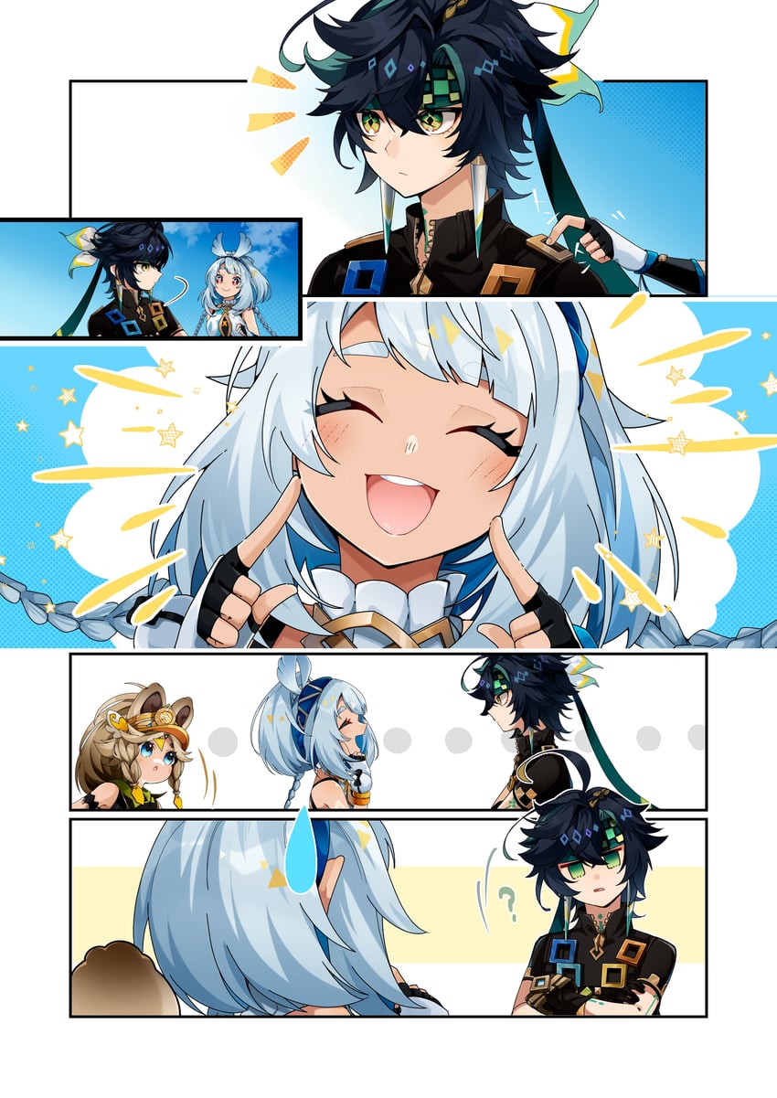 mualani, kinich, and kachina (genshin impact) drawn by usako_(usako1031)