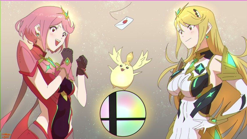 pyra and mythra (xenoblade chronicles and 2 more) drawn by takahashi_tomoyuki