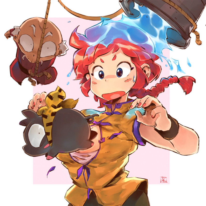 ranma-chan, p-chan, and happosai (ranma 1/2) drawn by andrewcockroach