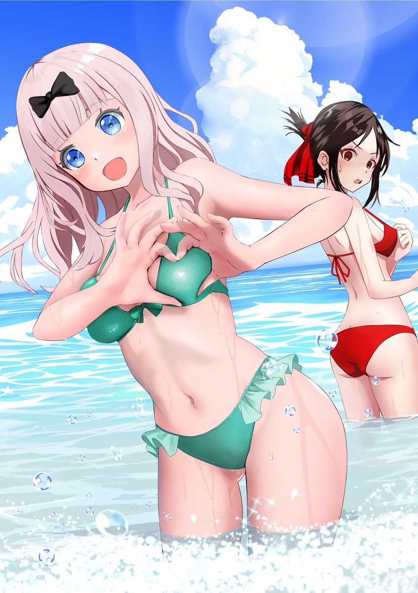 shinomiya kaguya and fujiwara chika (kaguya-sama wa kokurasetai ~tensai-tachi no renai zunousen~) drawn by gibun_(sozoshu)