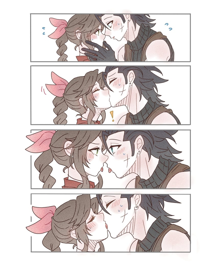 aerith gainsborough and zack fair (final fantasy and 2 more) drawn by 7_(milu577610)