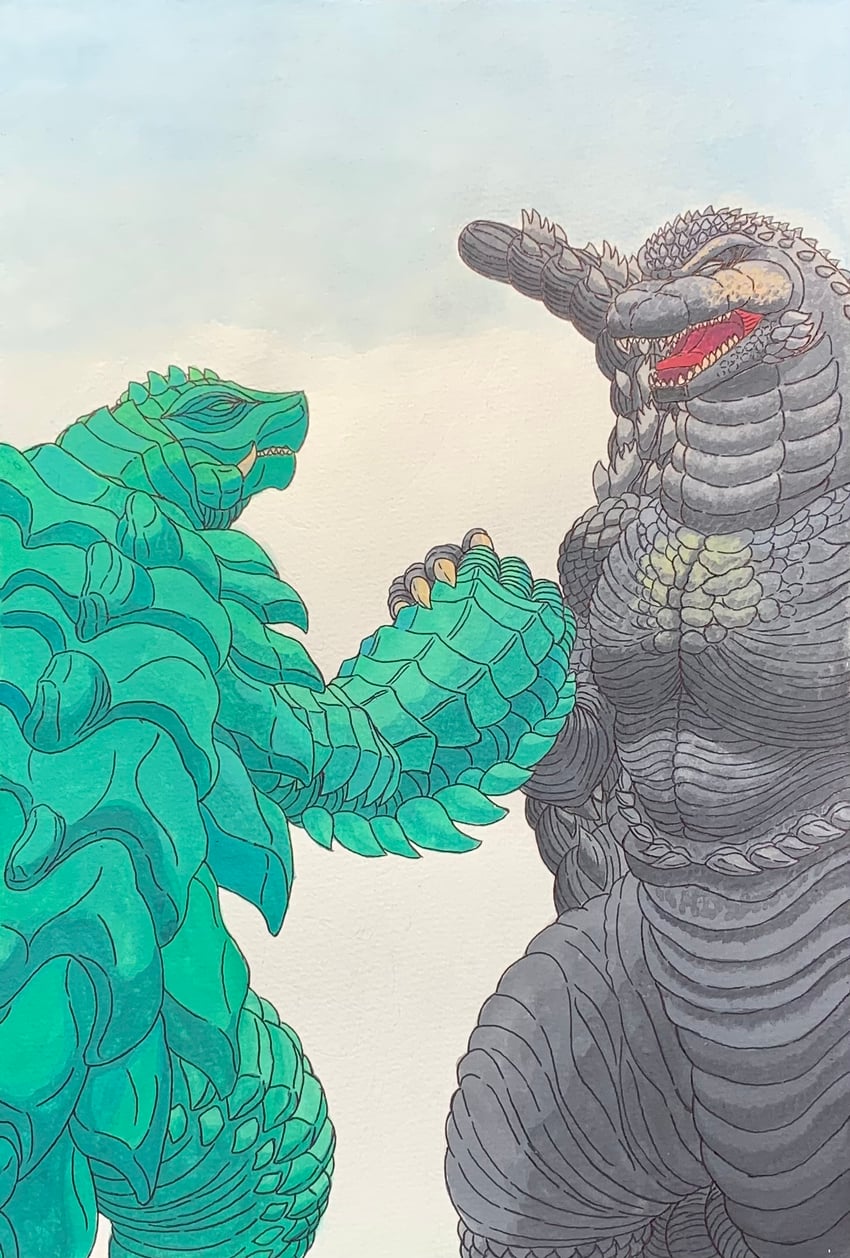 godzilla and gamera (godzilla and 3 more) drawn by emperor_majin_z