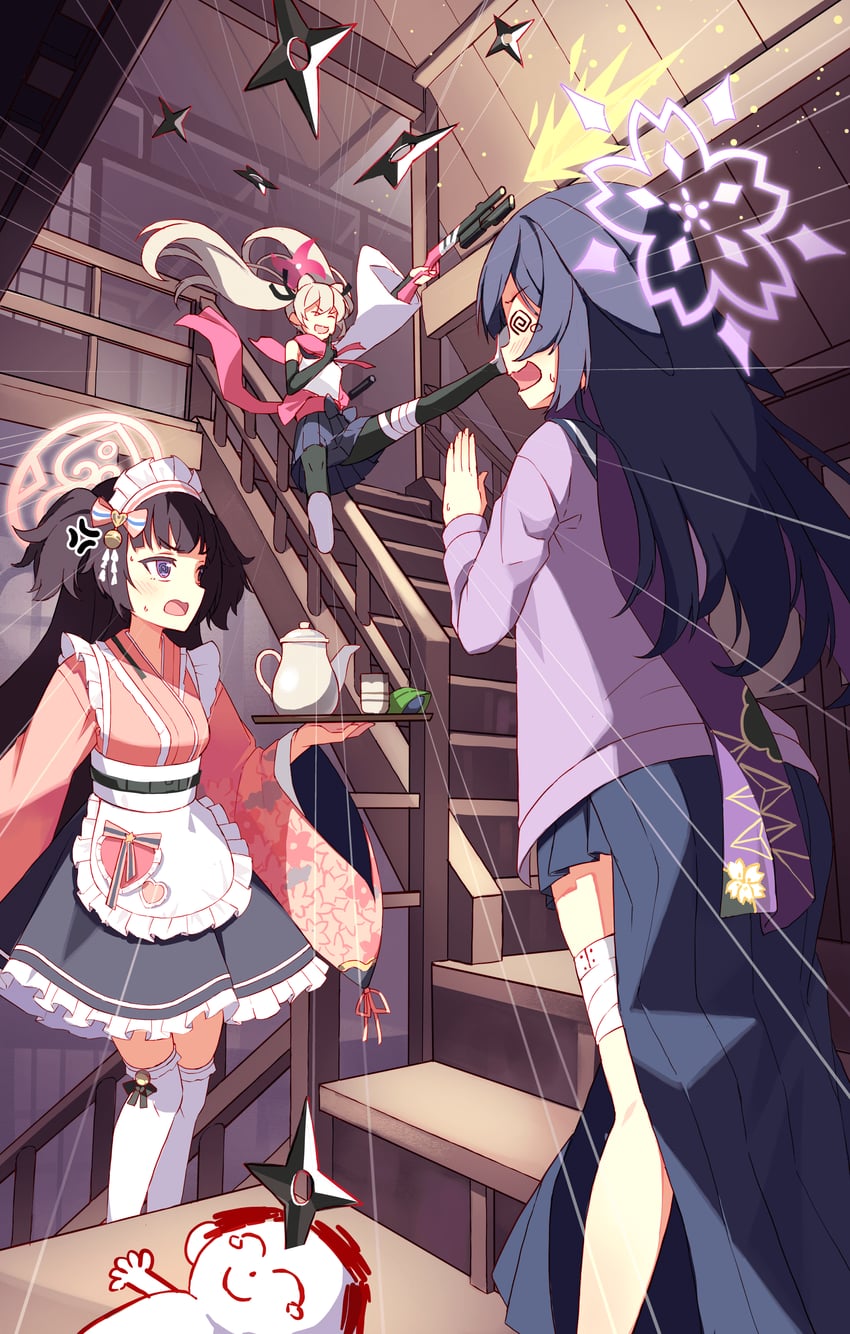 sensei, doodle sensei, michiru, tsukuyo, and shizuko (blue archive) drawn by skychengsart