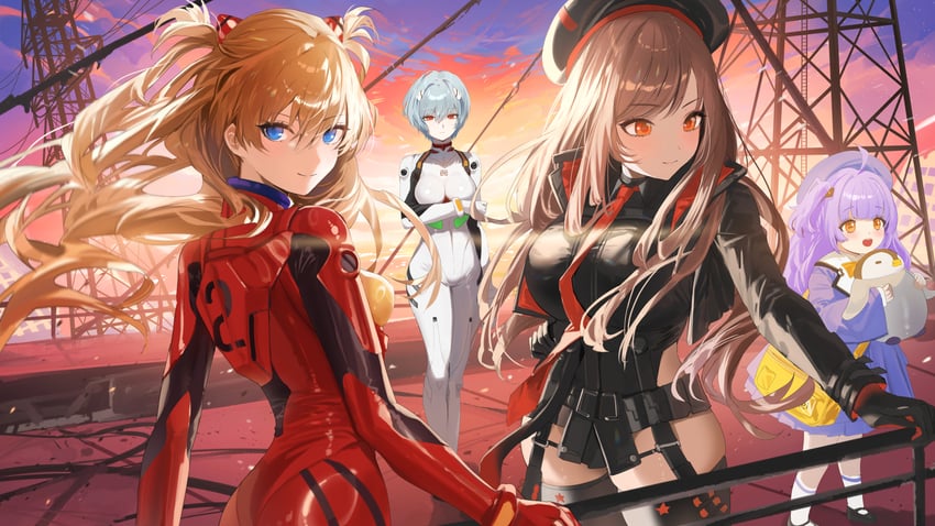 souryuu asuka langley, ayanami rei, rapi, and rei (neon genesis evangelion and 1 more) drawn by haruri