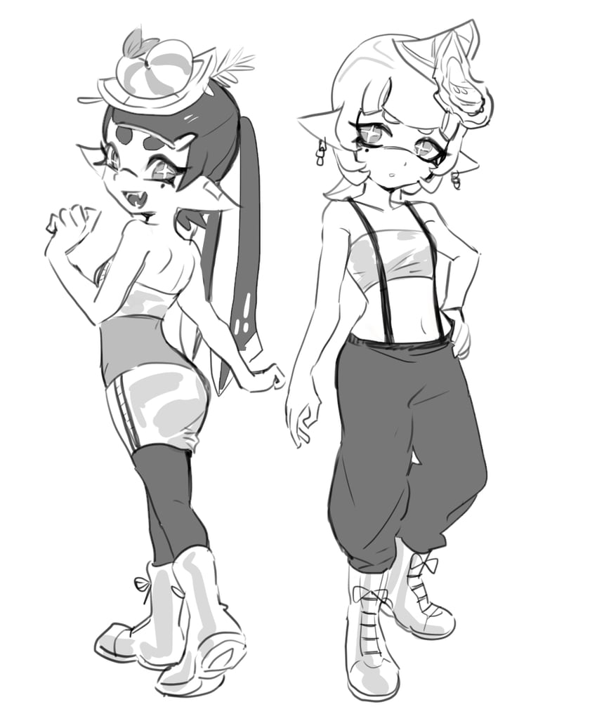 callie and marie (splatoon and 1 more) drawn by dede_(qwea_00000)