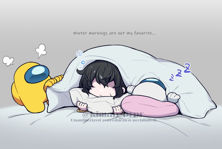 crewmate, yellow, white, and they (original and 1 more) drawn by kiman