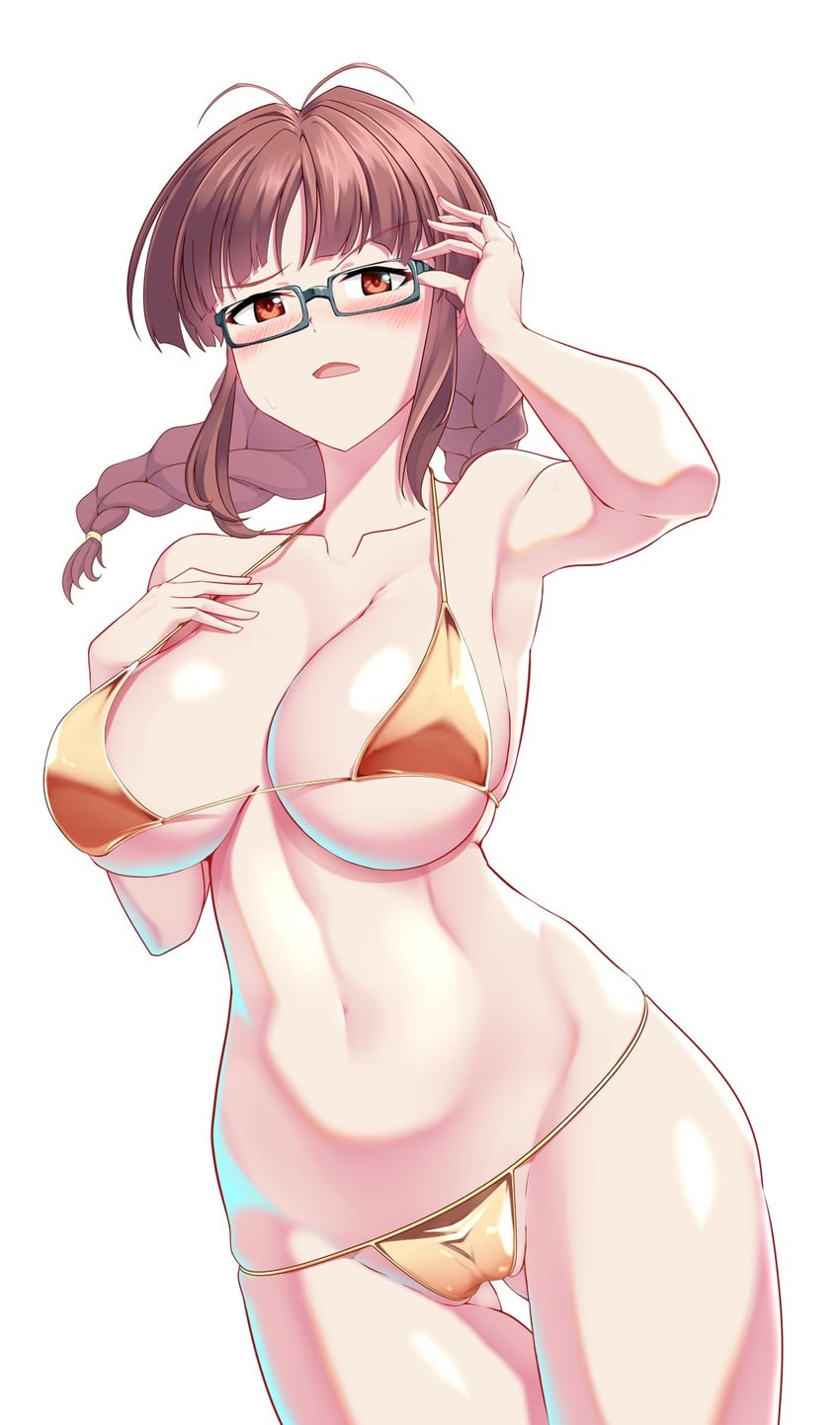 akizuki ritsuko (idolmaster and 2 more) drawn by hadaka_megane