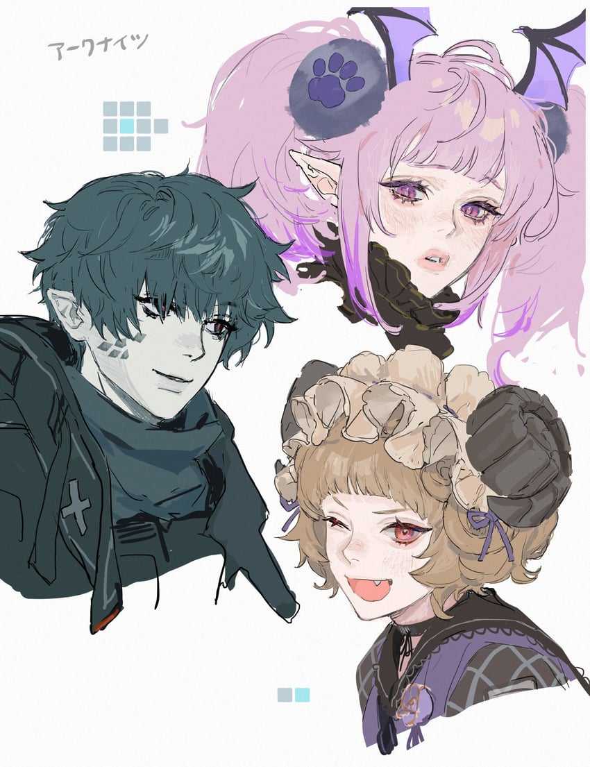 manticore, faust, and bena (arknights) drawn by sankomichi