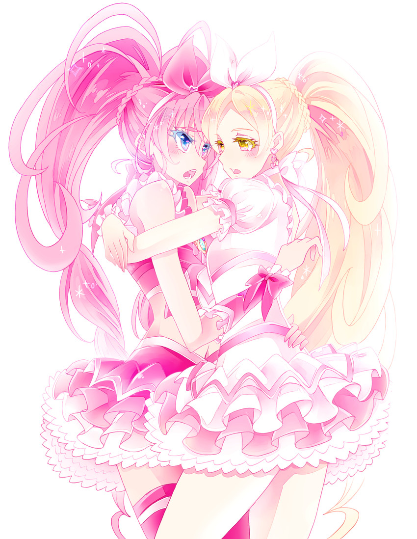 houjou hibiki, minamino kanade, cure melody, and cure rhythm (precure and 1 more) drawn by yuucho_(cololal)