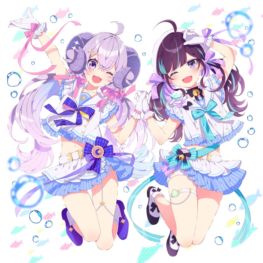 kohigashi hitona and hoshikage lapis (indie virtual youtuber and 2 more) drawn by mamyouda