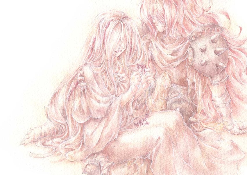 ulv the mad knight and fretia (ender lilies quietus of the knights) drawn by nanai_yuki