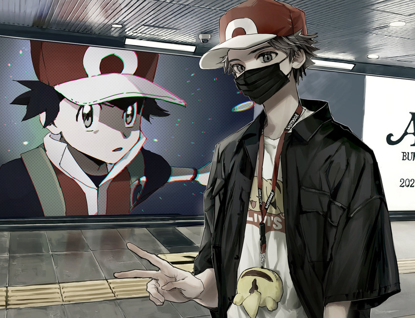 pikachu and red (pokemon and 2 more) drawn by sekaiitinoki
