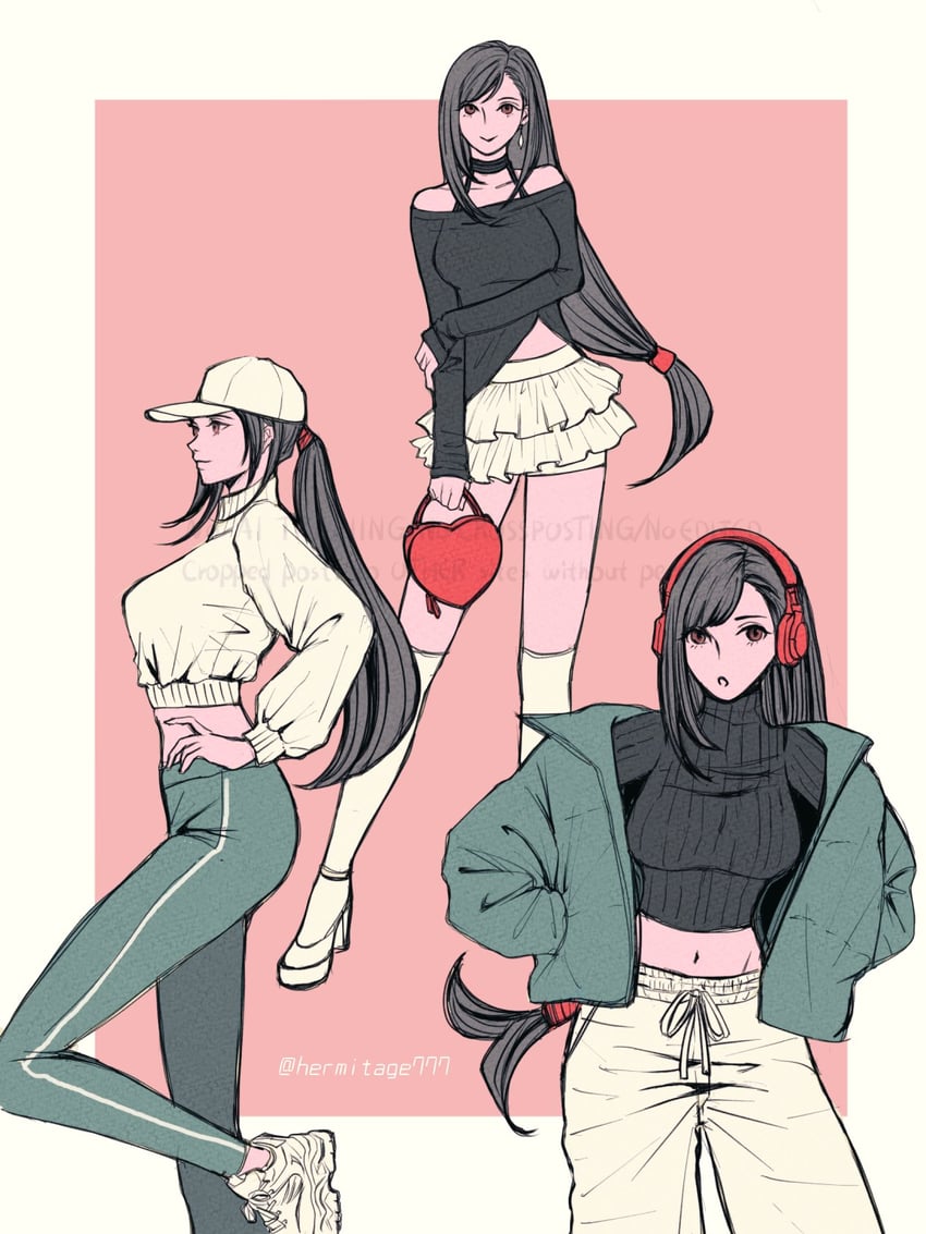 tifa lockhart (final fantasy and 2 more) drawn by ha_lu77