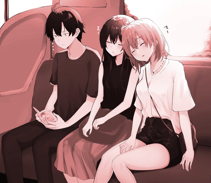 yukinoshita yukino, yuigahama yui, and hikigaya hachiman (yahari ore no seishun lovecome wa machigatteiru.) drawn by shiina_aoi