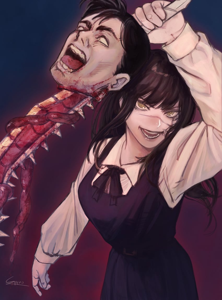 yoru and tanaka (chainsaw man) drawn by spero-manga