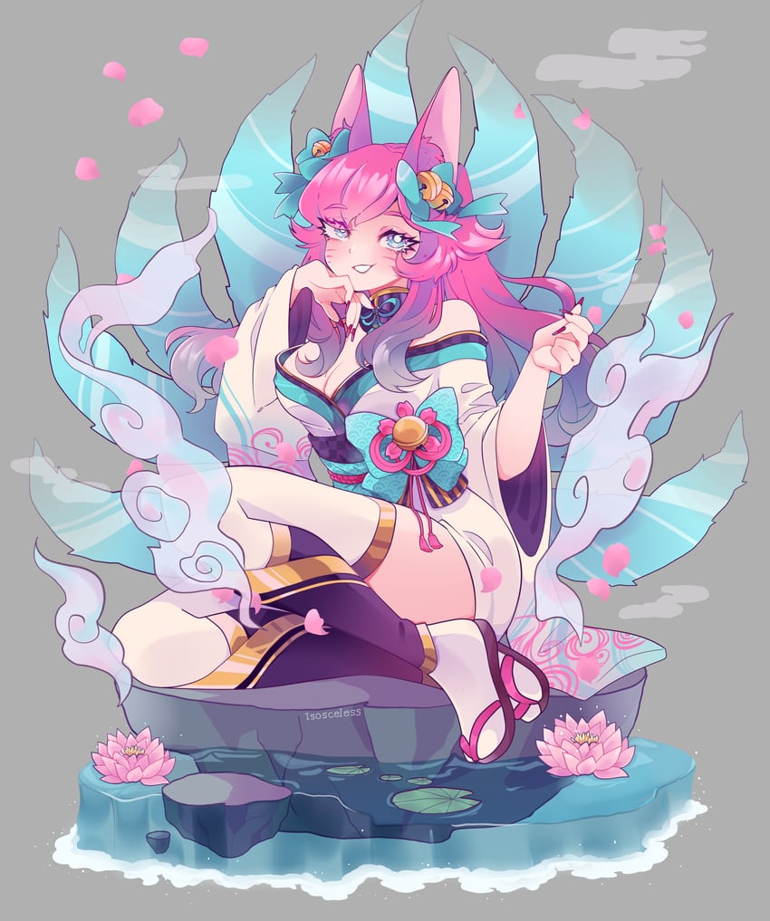 ahri and spirit blossom ahri (league of legends) drawn by isosceless