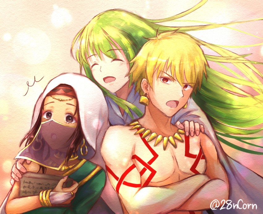 gilgamesh, enkidu, and siduri (fate and 3 more) drawn by nyaa_kitsune