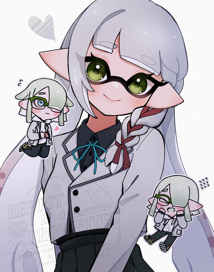 inkling player character and inkling girl (splatoon and 1 more) drawn by sushizanmai0524