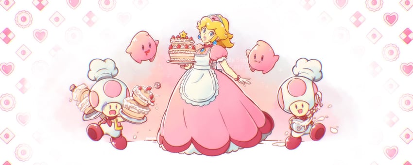 princess peach, luma, and toad (mario) drawn by saiwo_(saiwoproject)