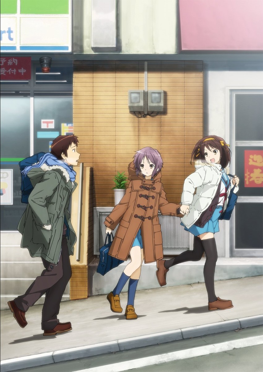 suzumiya haruhi, nagato yuki, and kyon (suzumiya haruhi no yuuutsu and 1 more)