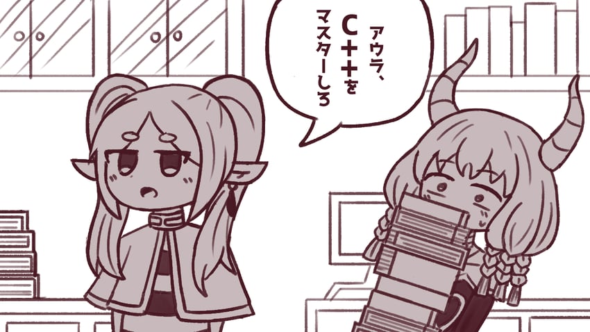 frieren and aura (sousou no frieren) drawn by def_fault