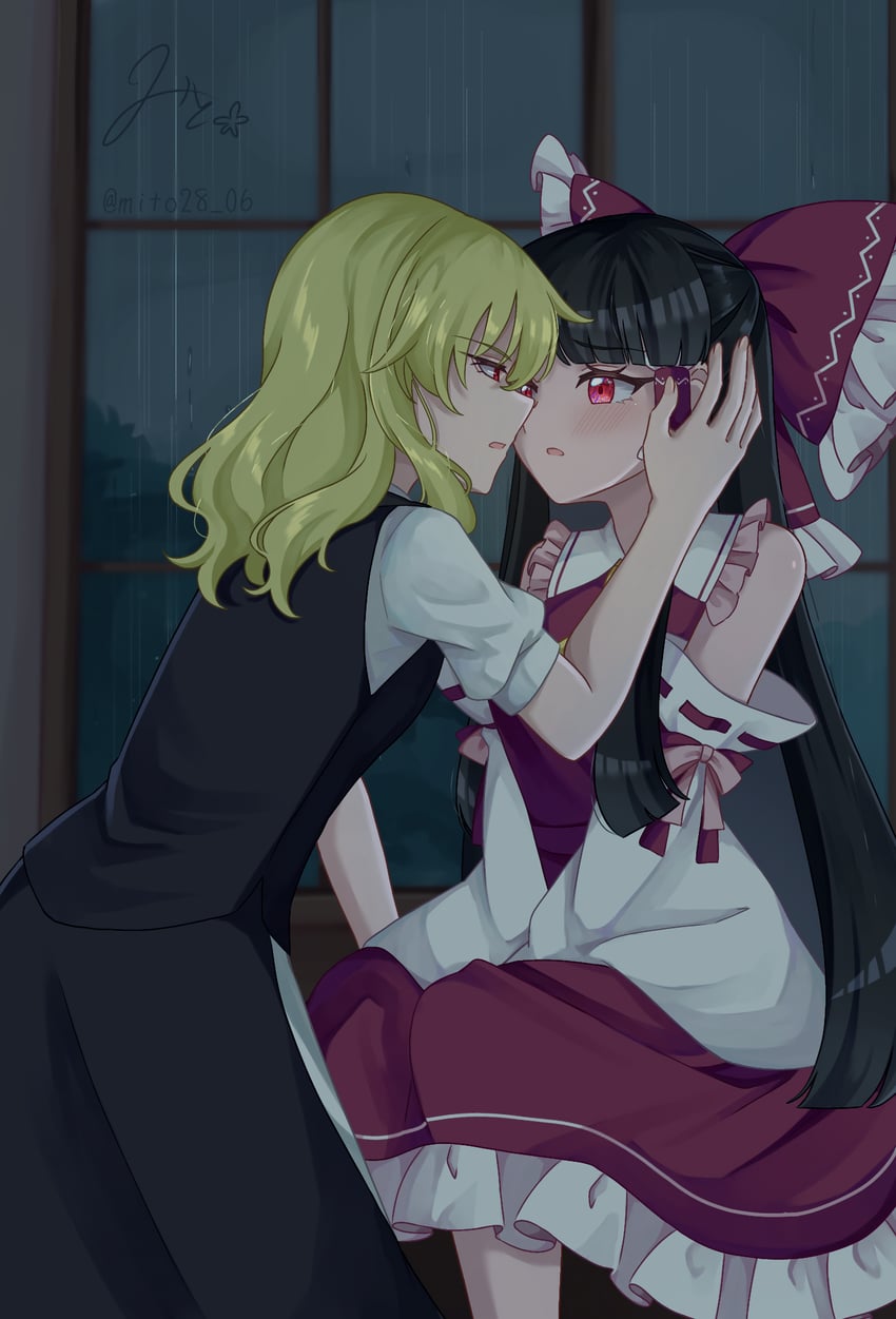 hakurei reimu and kirisame marisa (touhou) drawn by mito_(fate)