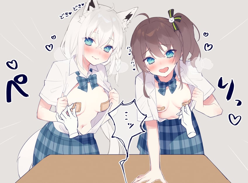 shirakami fubuki and natsuiro matsuri (hololive and 1 more) drawn by chiyomaru_(yumichiyo0606)