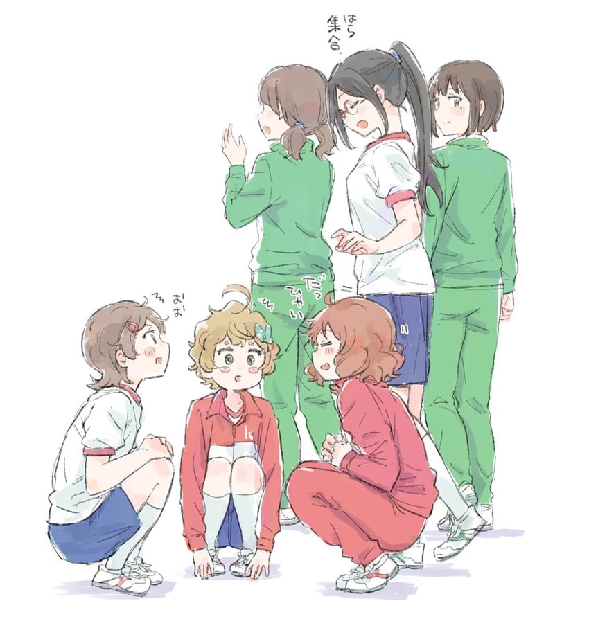 oumae kumiko, tanaka asuka, kawashima sapphire, nakaseko kaori, katou hazuki, and 1 more (hibike! euphonium) drawn by amano_shin