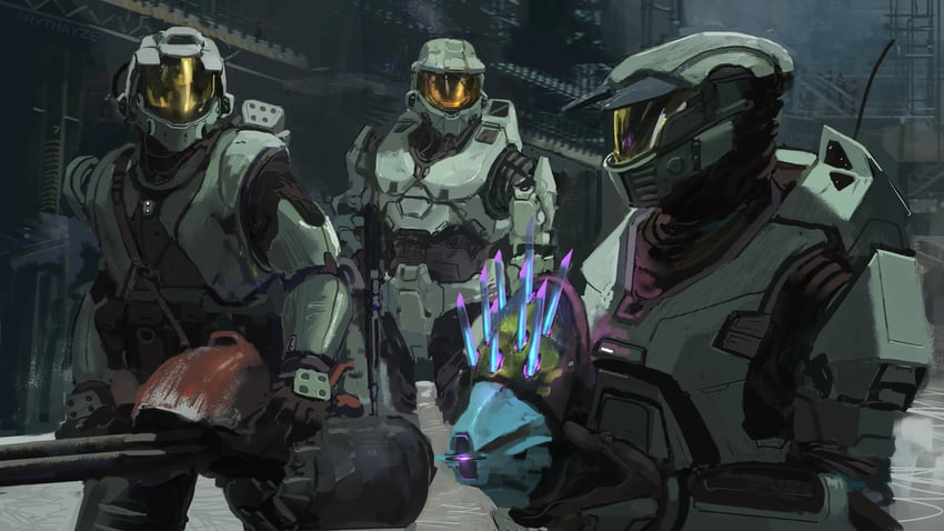 master chief (halo and 2 more) drawn by rythayze
