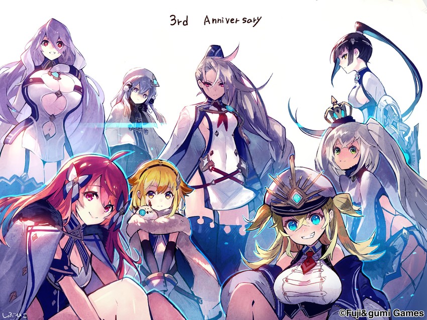 ragnarok, suiha, minerva, freischutz, hercule, and 3 more (phantom of the kill) drawn by shibuhiko