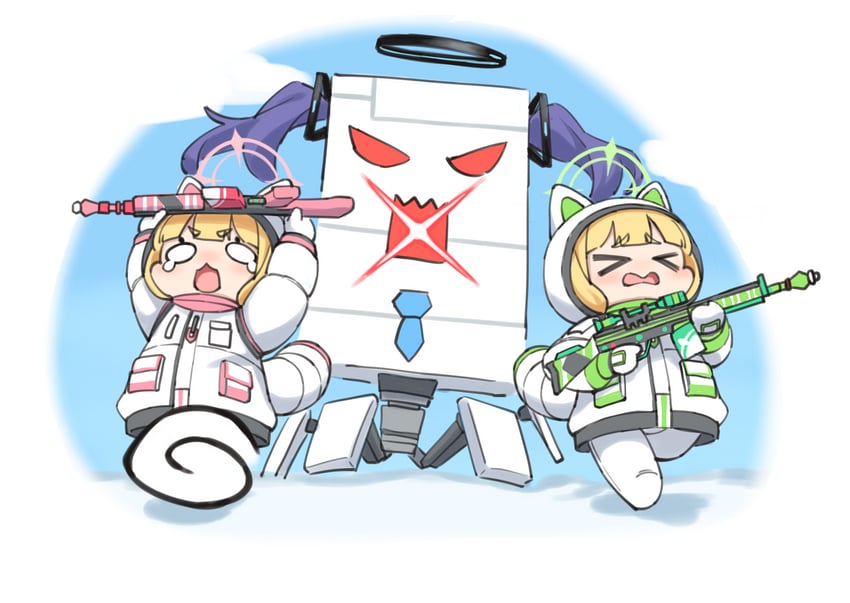yuuka, momoi, and midori (blue archive) drawn by elomil
