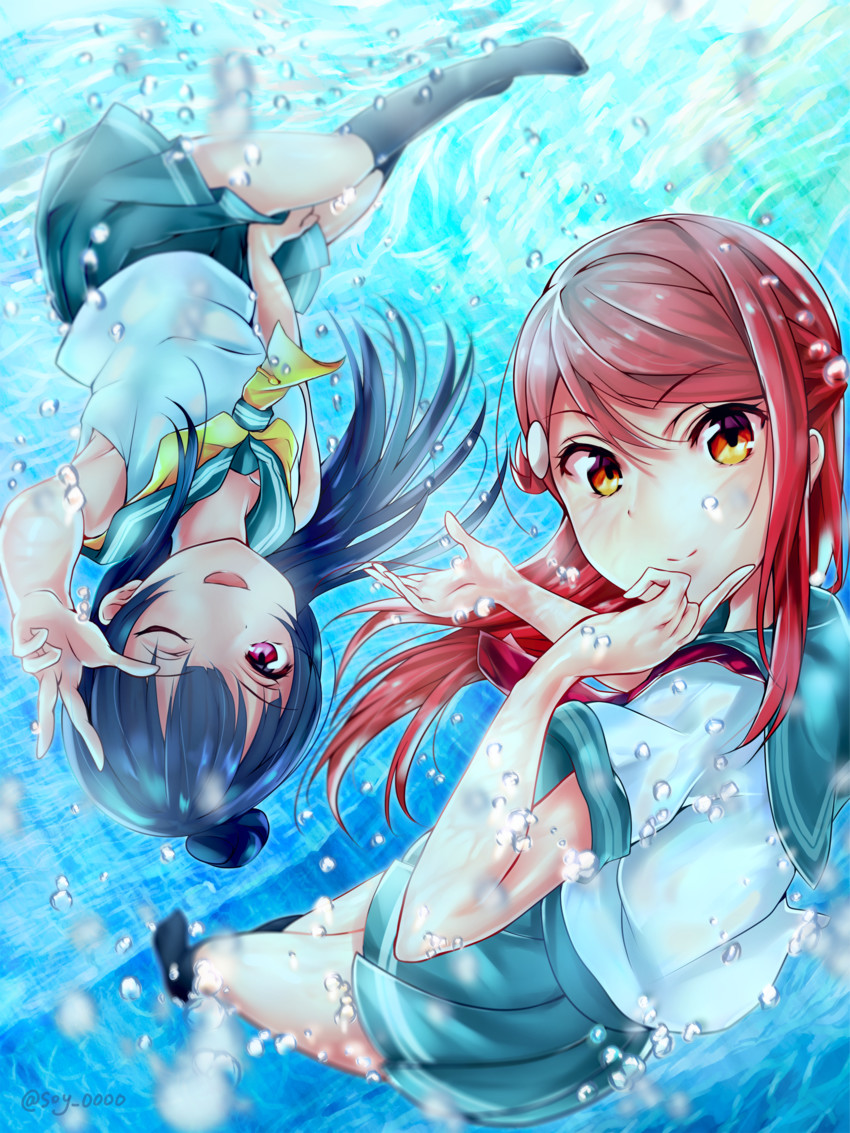 tsushima yoshiko and sakurauchi riko (love live! and 1 more) drawn by soy_0000