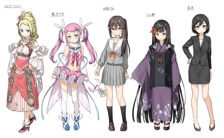 otonari-san, futarishizukashi, hoshizaki, elsa muller, and magical pink (sasaki to p-chan) drawn by kantoku