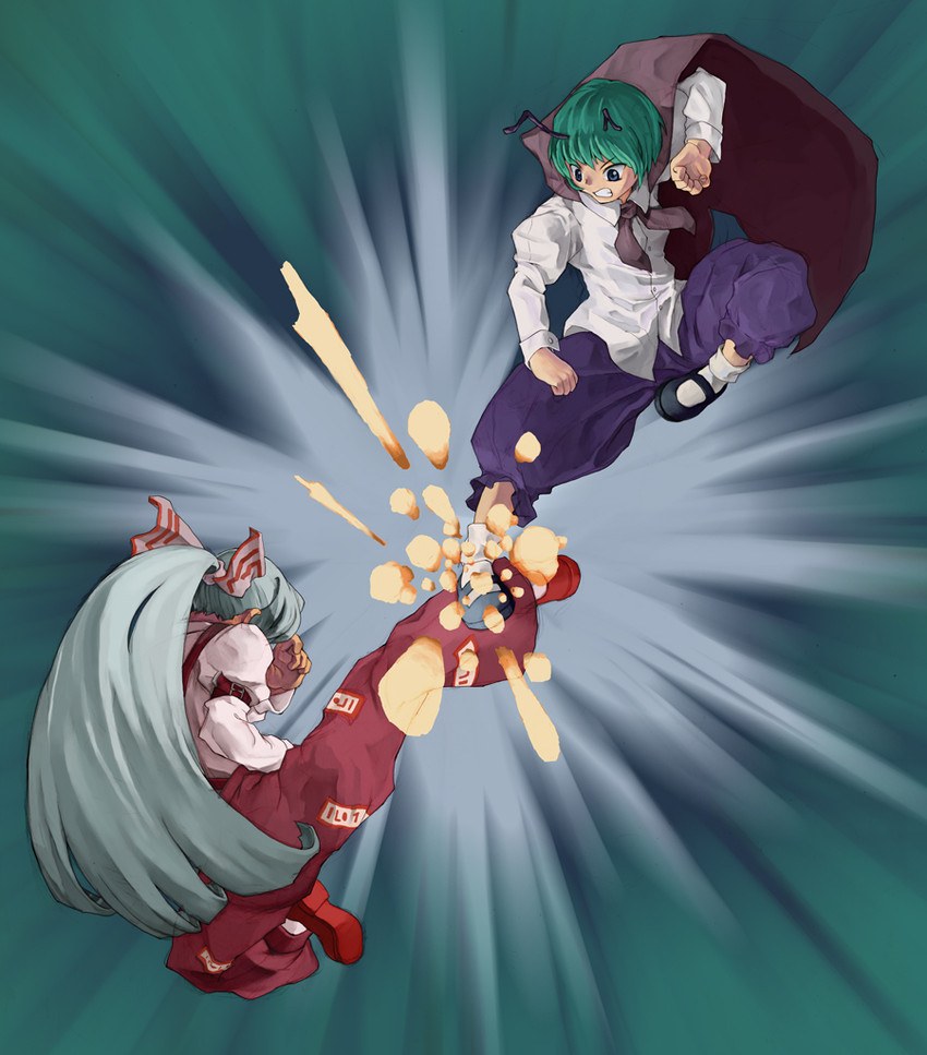 fujiwara no mokou and wriggle nightbug (touhou) drawn by tooku_nomura_(artist)