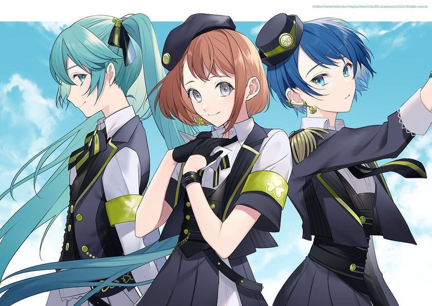 hatsune miku, hanasato minori, kiritani haruka, and more more jump! miku (vocaloid and 2 more) drawn by sogawa