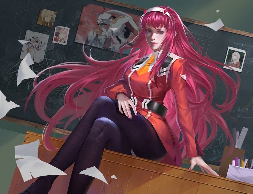 zero two (darling in the franxx) drawn by junqi_mu