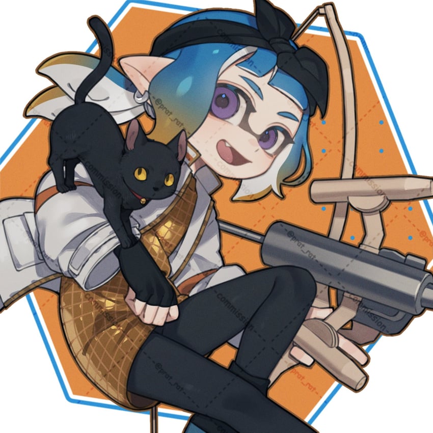 inkling player character and inkling girl (splatoon and 1 more) drawn by prat_rat
