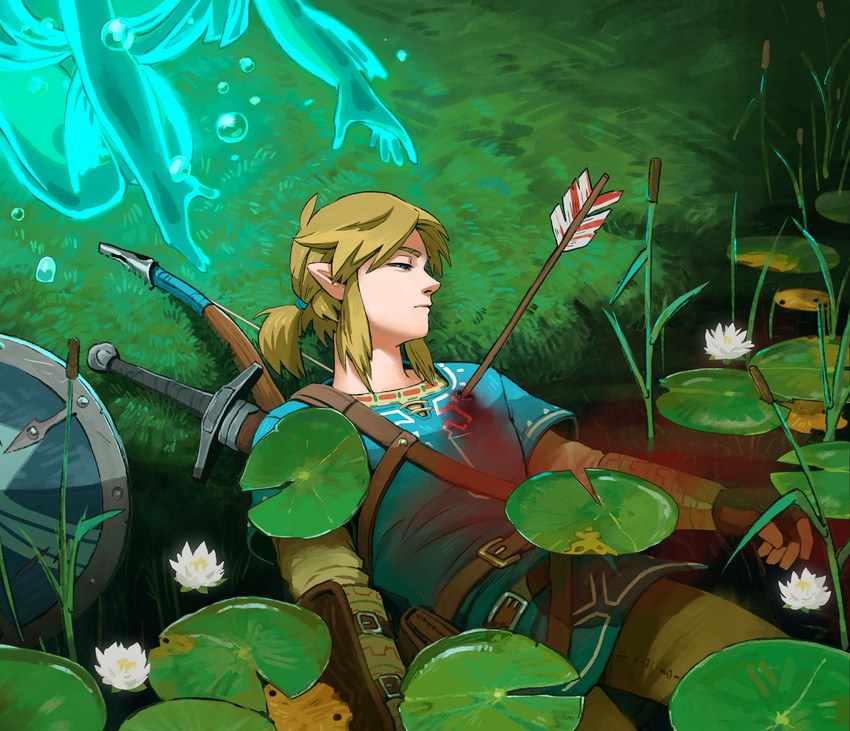 link and mipha (the legend of zelda and 2 more) drawn by malin_falch