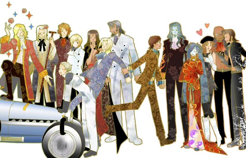 count of monte cristo, haydee, albert de morcerf, peppo, franz d'epinay, and 9 more (gankutsuou) drawn by miyahara_tatsumi