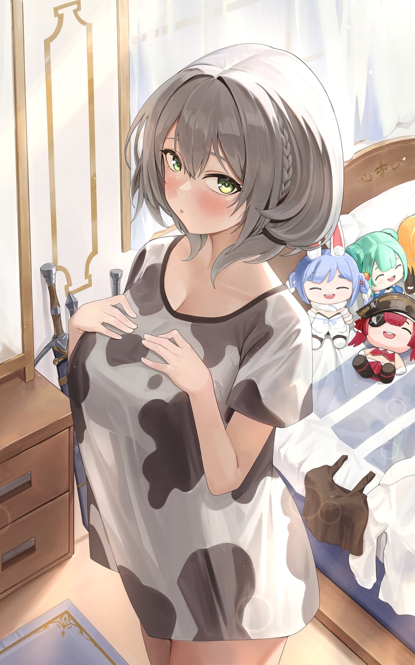 houshou marine, usada pekora, shirogane noel, and uruha rushia (hololive) drawn by shio05_(05_sio)
