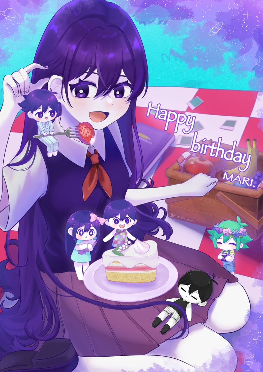 omori, basil, aubrey, mari, kel, and 2 more (omori) drawn by sirokuronodoame