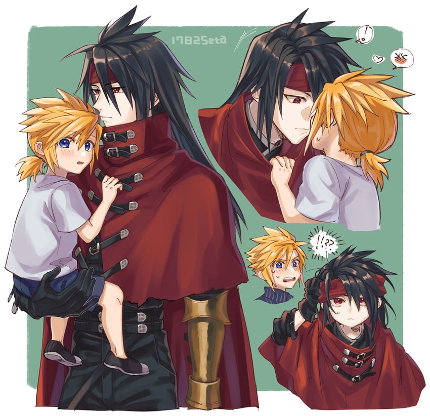 cloud strife and vincent valentine (final fantasy and 3 more) drawn by 1782seta