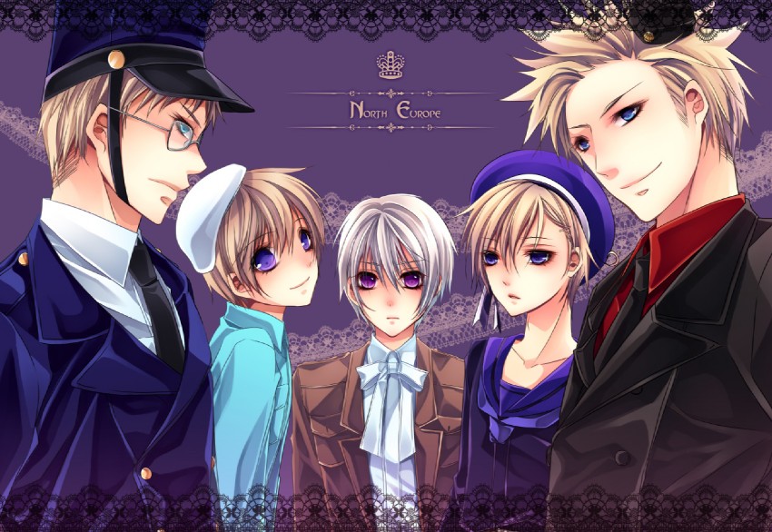 finland, sweden, norway, denmark, and iceland (axis powers hetalia) drawn by huayne