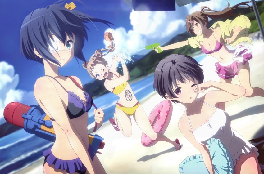 takanashi rikka, nibutani shinka, dekomori sanae, and tsuyuri kumin (chuunibyou demo koi ga shitai!) drawn by ikeda_kazumi