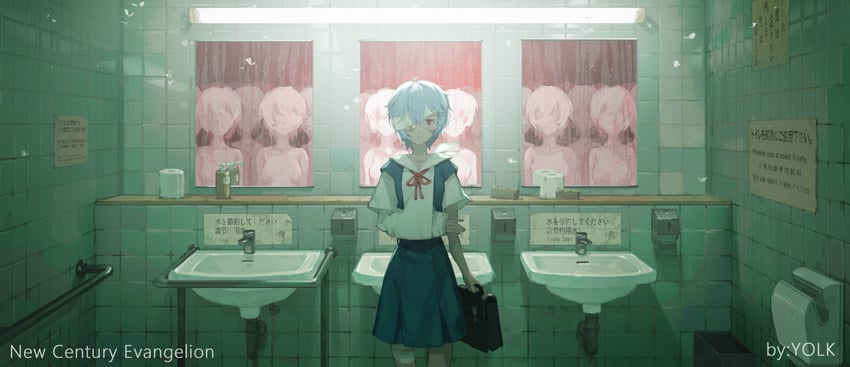 ayanami rei (neon genesis evangelion) drawn by yolk_(user_sssk5878)