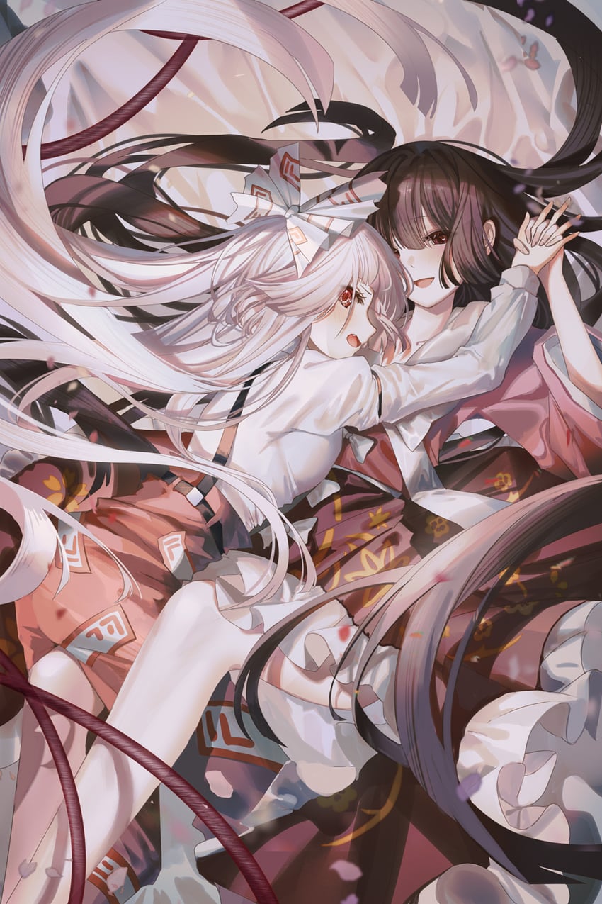 fujiwara no mokou and houraisan kaguya (touhou) drawn by yasato