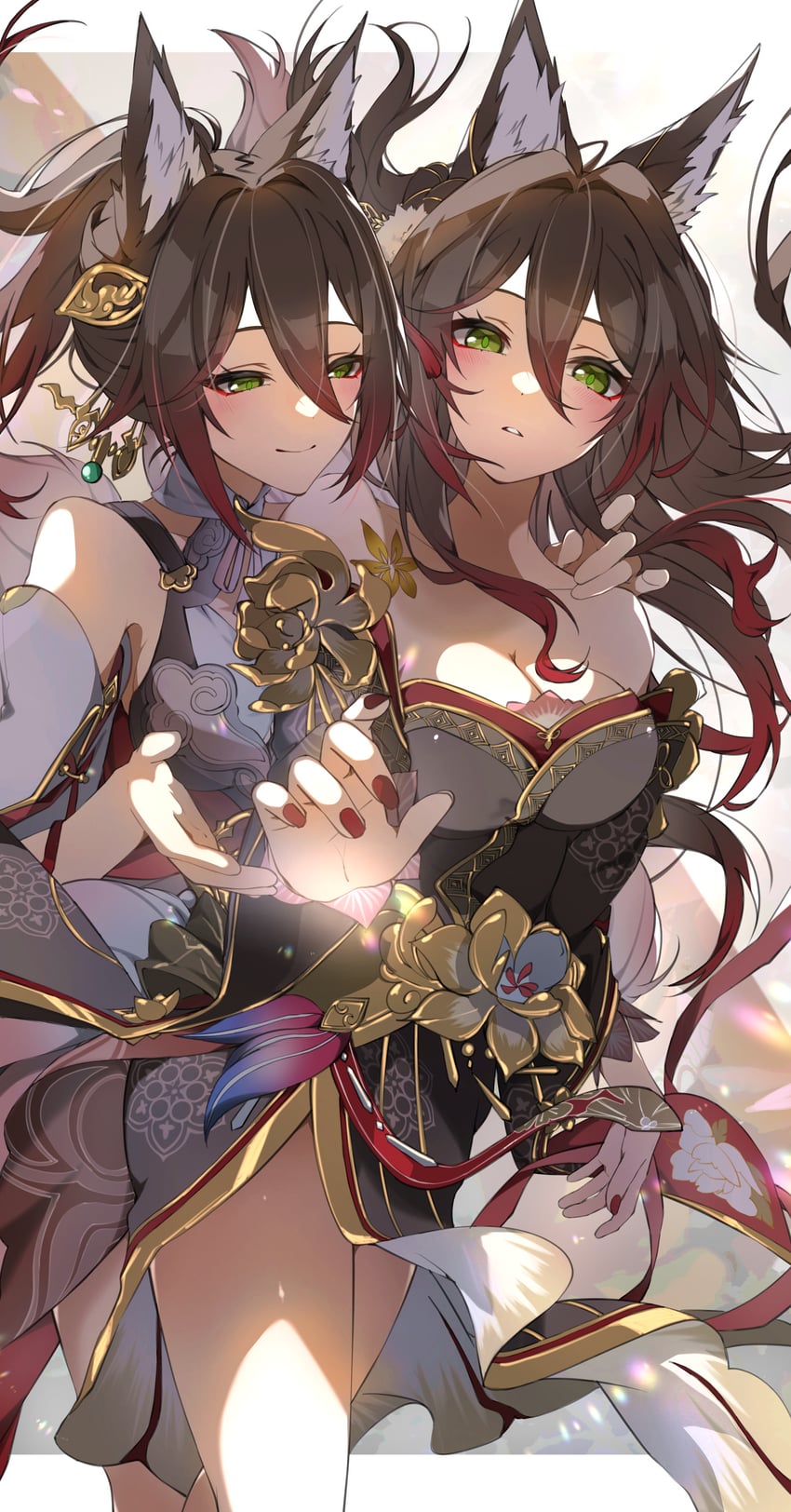 fugue and tingyun (honkai and 1 more) drawn by moderate_gold