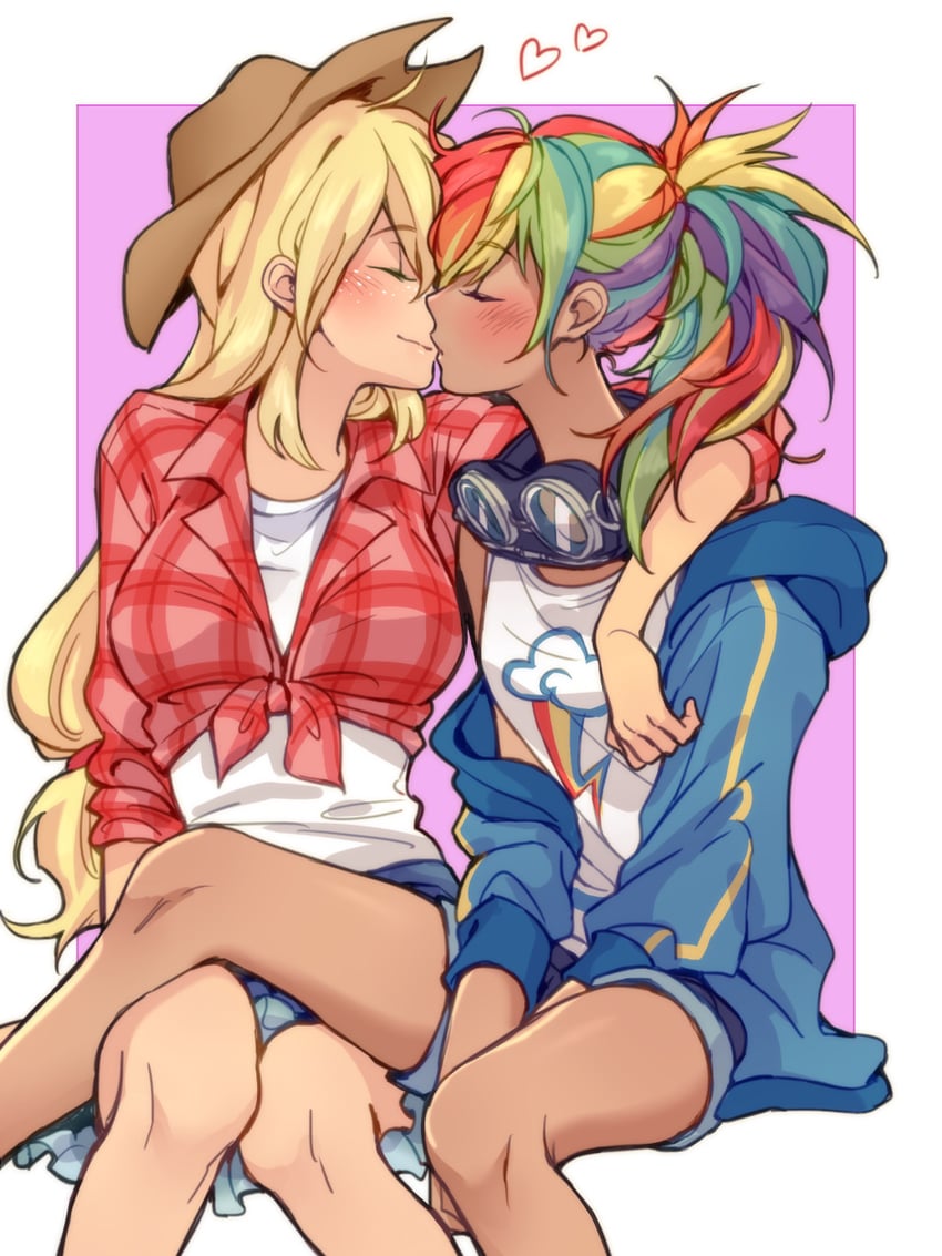 rainbow dash and applejack (my little pony and 2 more) drawn by dcon_34