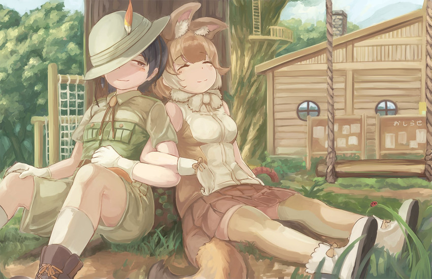captain and dhole (kemono friends and 1 more) drawn by okyao